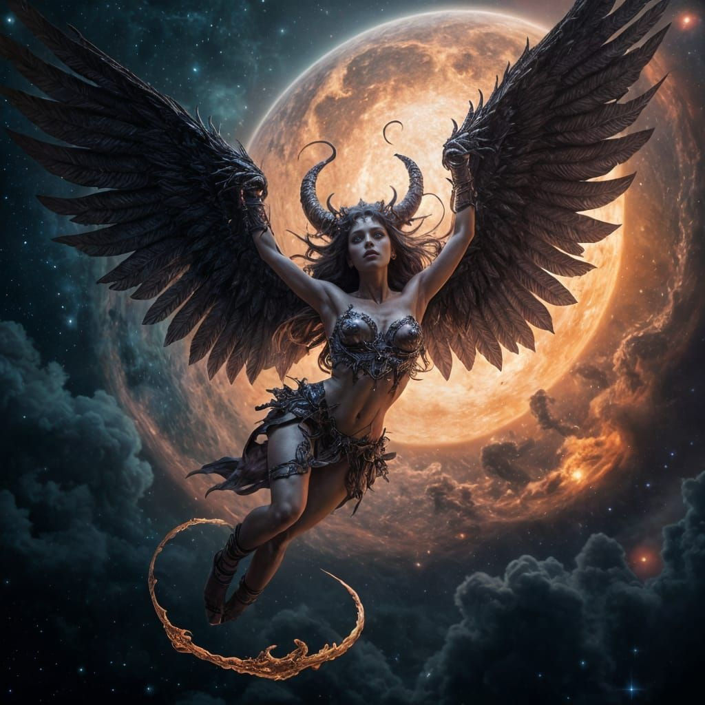 Celestial Demoness in Nebulaic Majesty