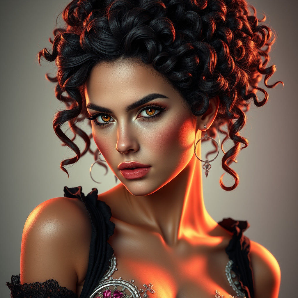 Elegant Woman Portrait in Fantasy Realism Style