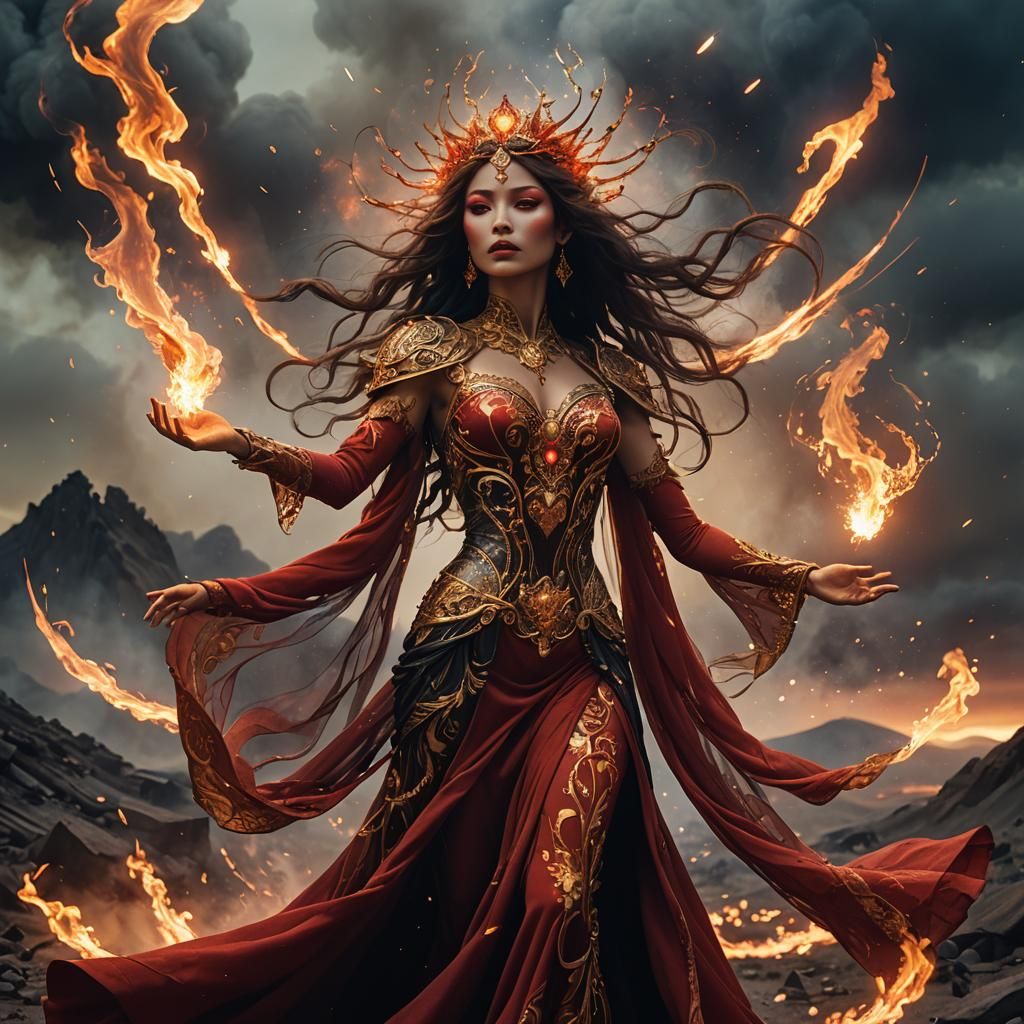 Fire Goddess Fashion Doll in Barren Wasteland