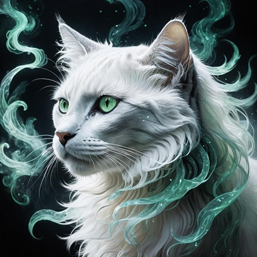 Ethereal Black Cat in Mystical Landscape