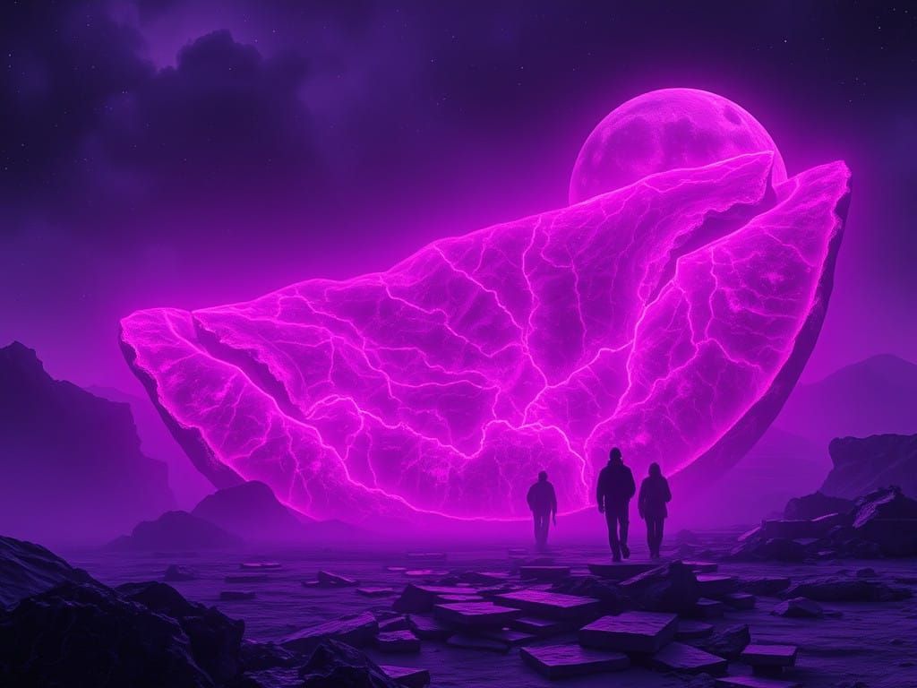 Glowing Neon Dystopian Renaissance Painting of a Tornadic Sl...