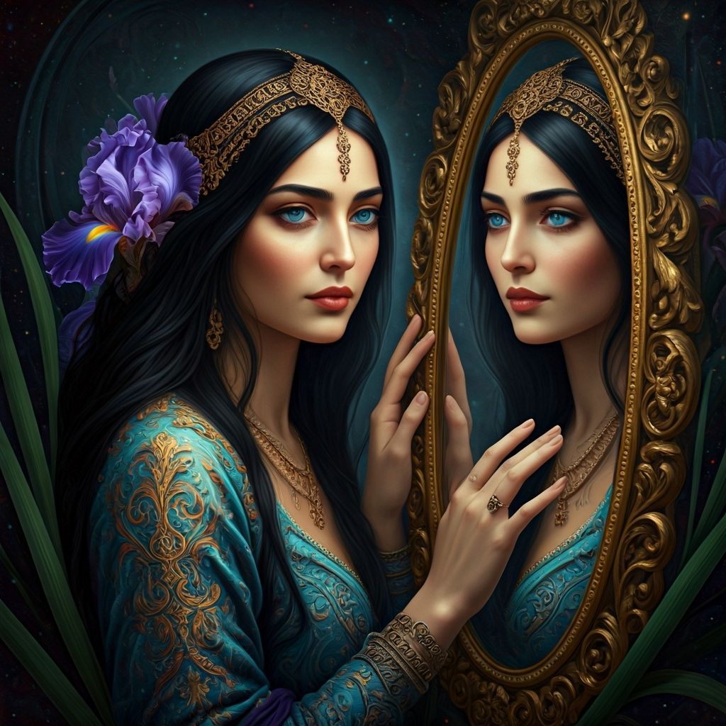 Persian Princess in Outer Space, Ethereal Painterly Style