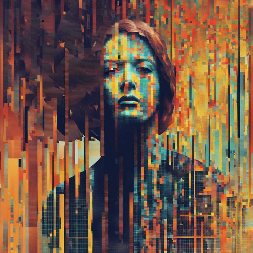 Distorted Digital Self Portrait in a World of Glitches