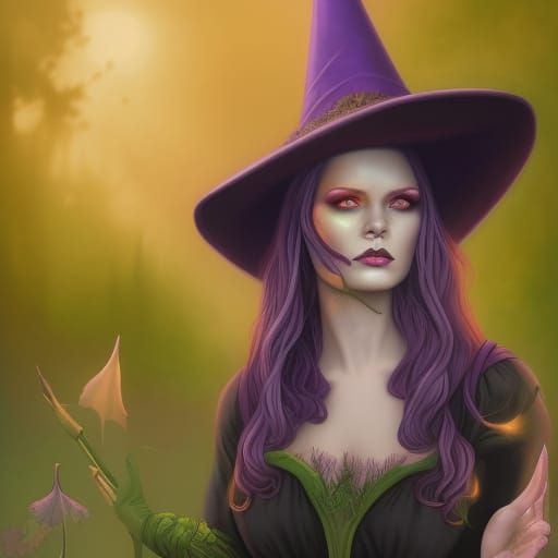 Gothic Witch in Enchanted Flower Meadow