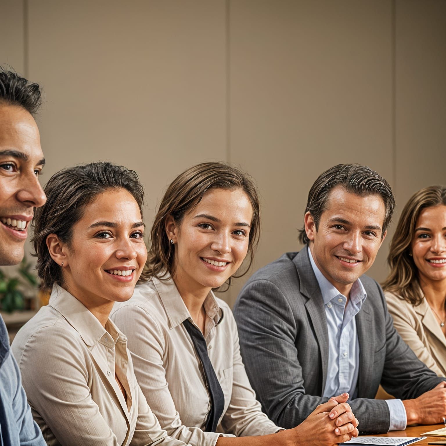 Business People Conversing in a Brightly Lit Room