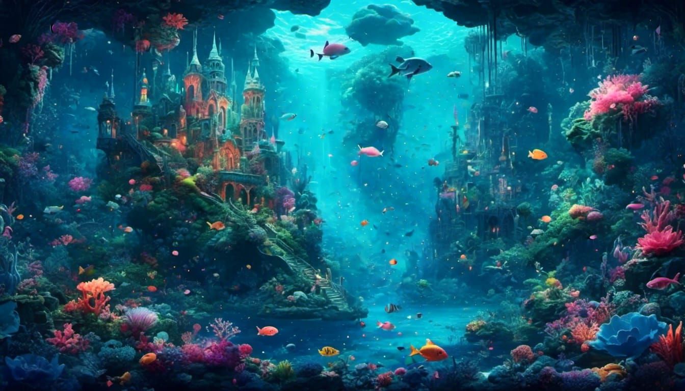 Maximalist Under the Sea Fantasy Landscape