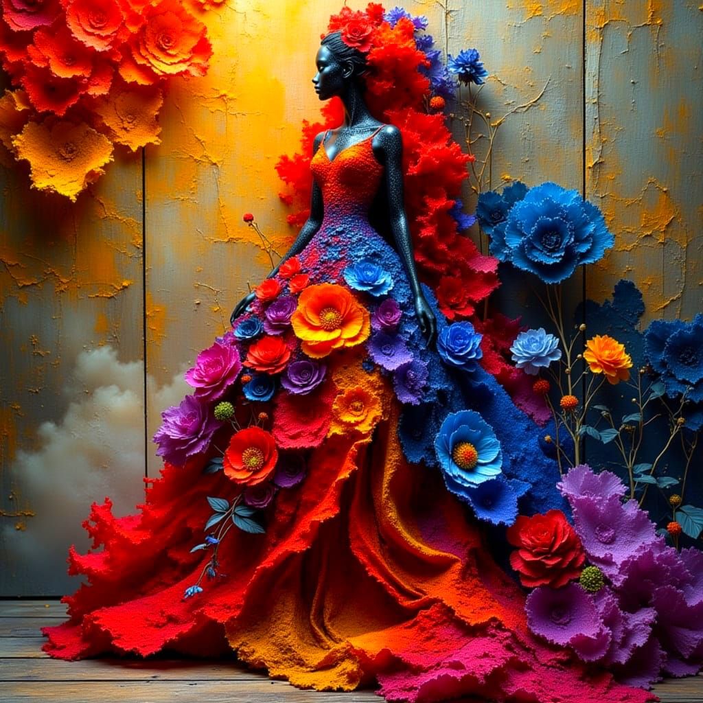 Elegant Royal Brea in Vibrant Textured Gown