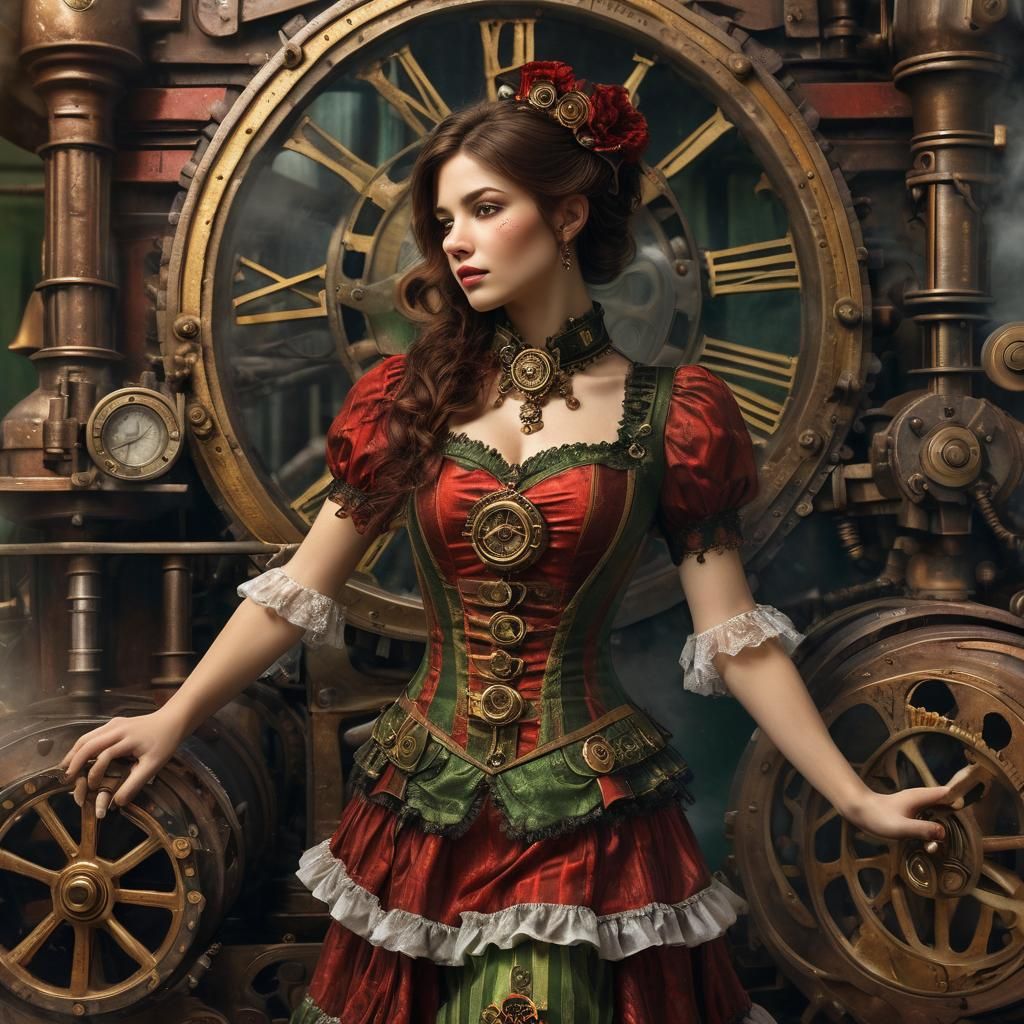Steampunk Holiday Cheer: A Beautiful Woman's Warm Wishes