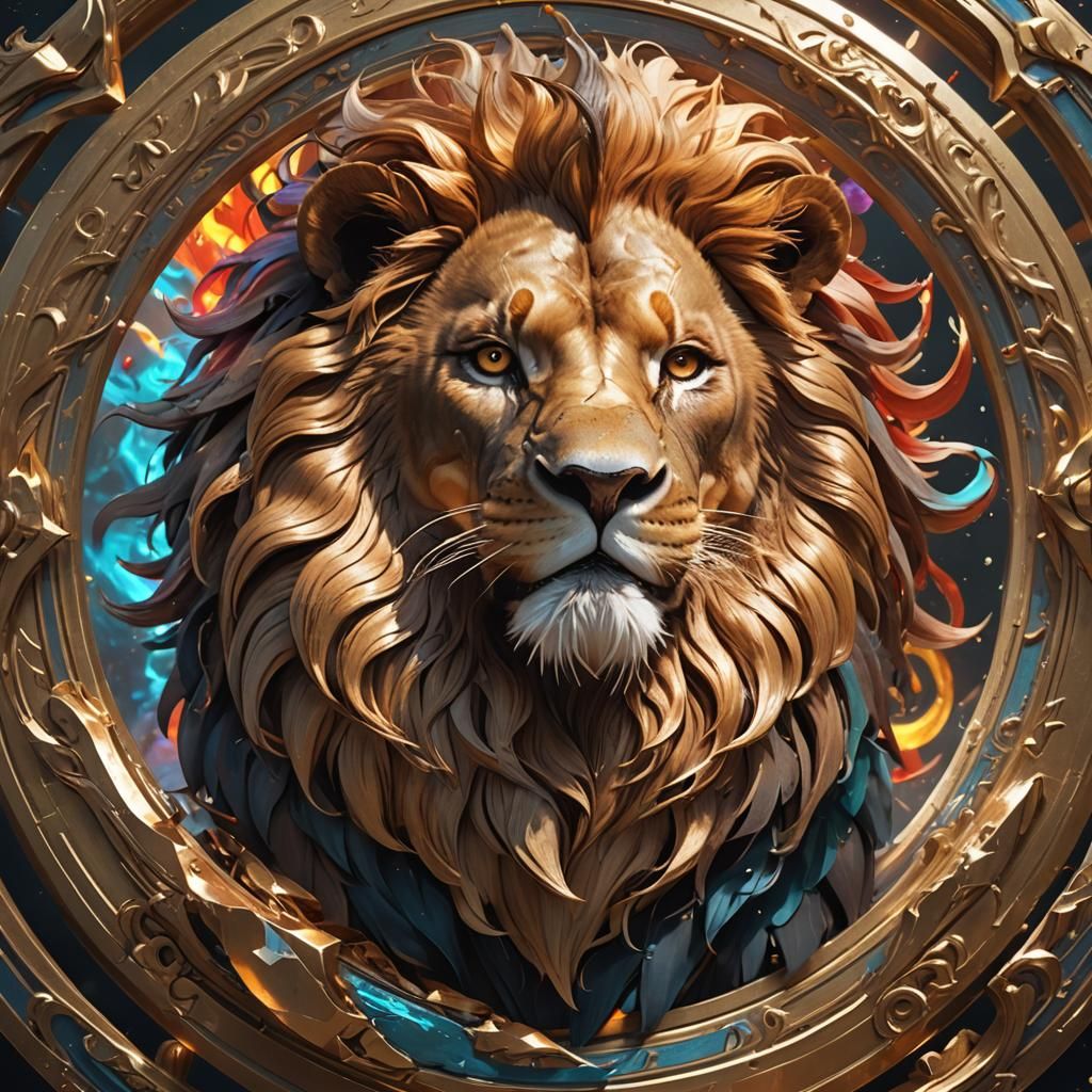 Majestic Lion Emerges: Hyperdetailed Concept Art