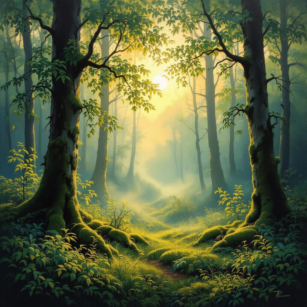 Harmony Forest with Emerging Sun