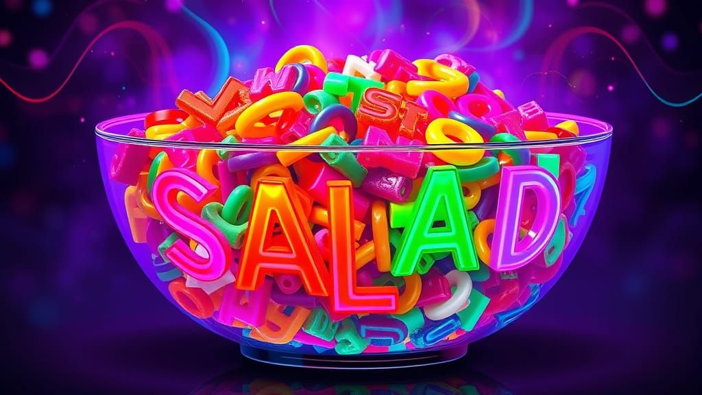 Rainbow Word Salad in Art Deco Style