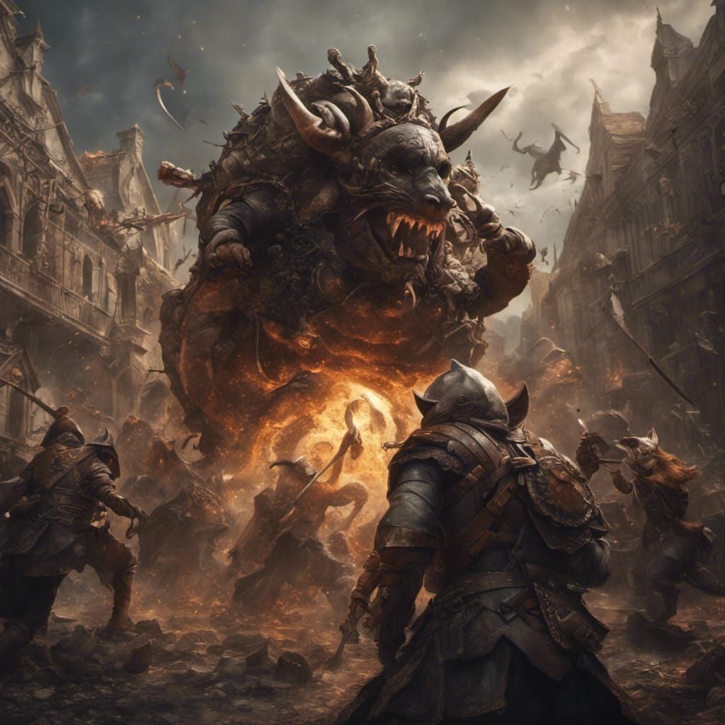 Alchemical Ratfolk Battle in Dark Fantasy Style