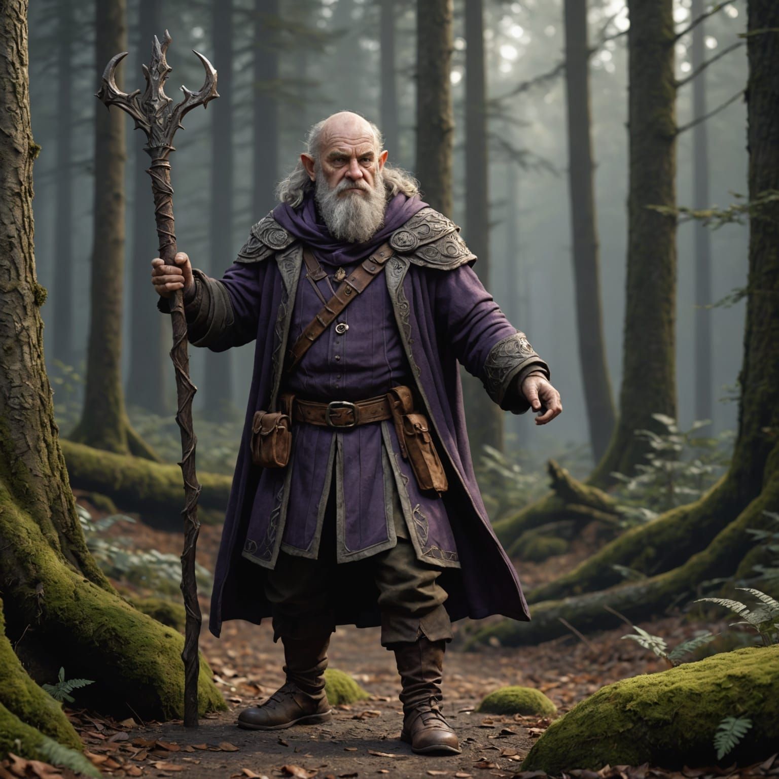 Halfling Druid in Forest: Dark Fantasy Concept Art