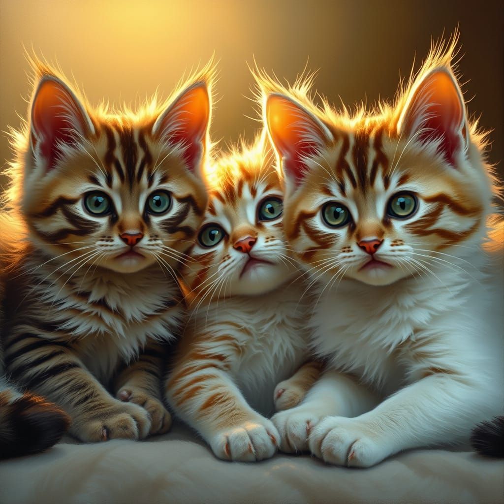 Colossal Cute Kittens Bathed in Golden Hour Light