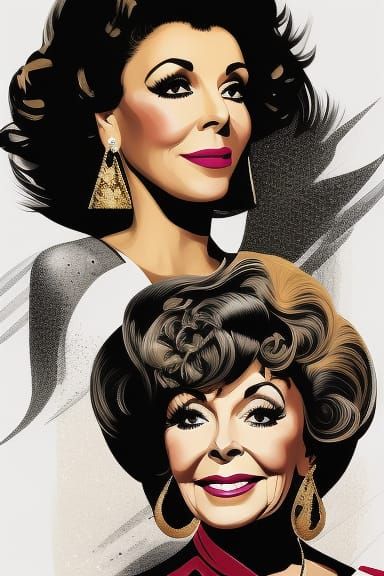 Centralized Head-And-Shoulders Forward-Facing Portrait Of Actress Joan Collins :: Masterpiece :: 16K Resolution :: Dynam...