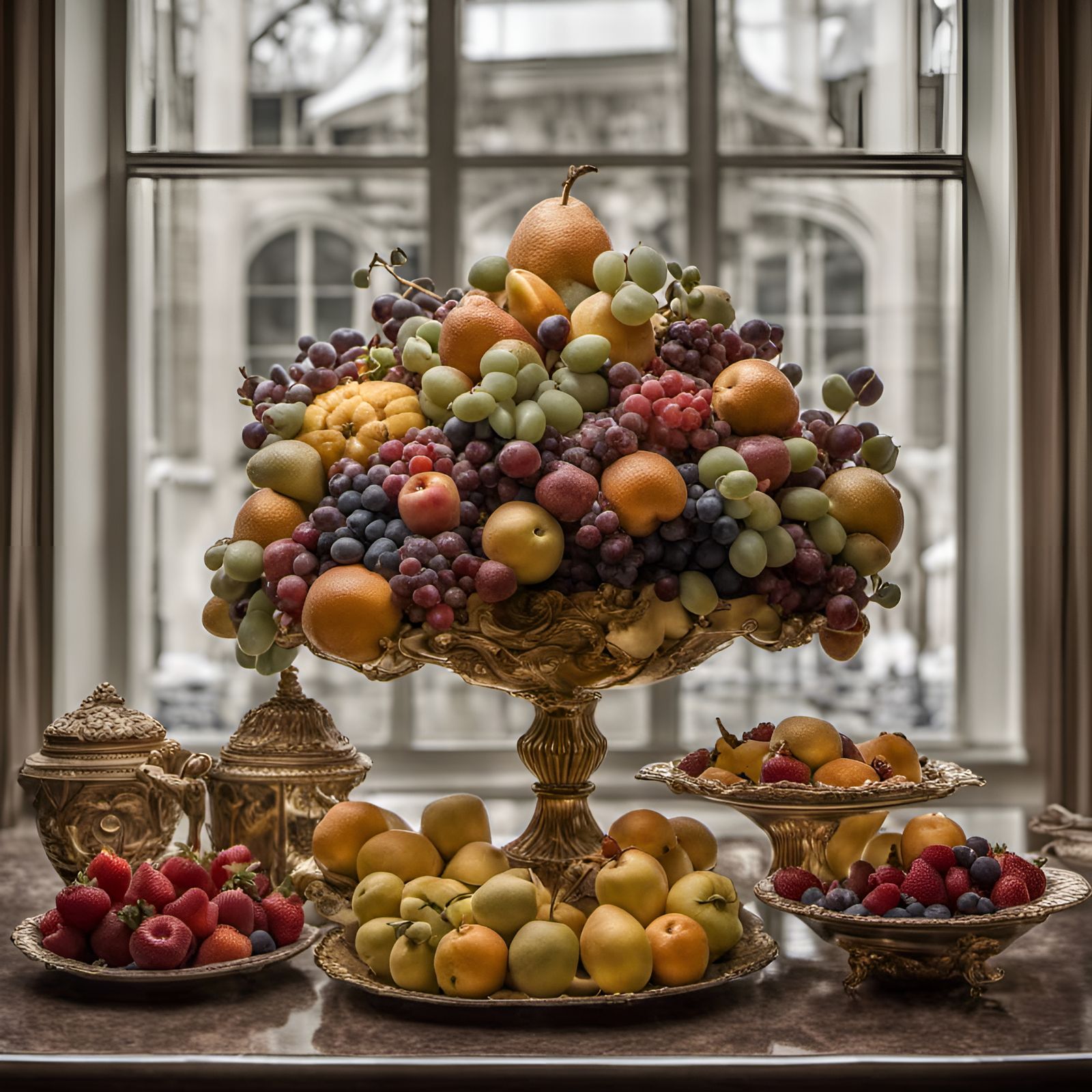 Baroque Fruit Arrangement on Dessert Buffet