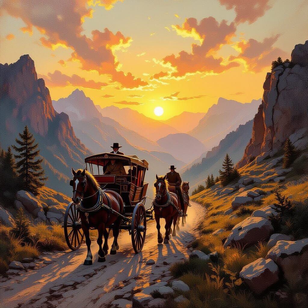 Golden Hour Carriage Ride Through Ancient Mountains