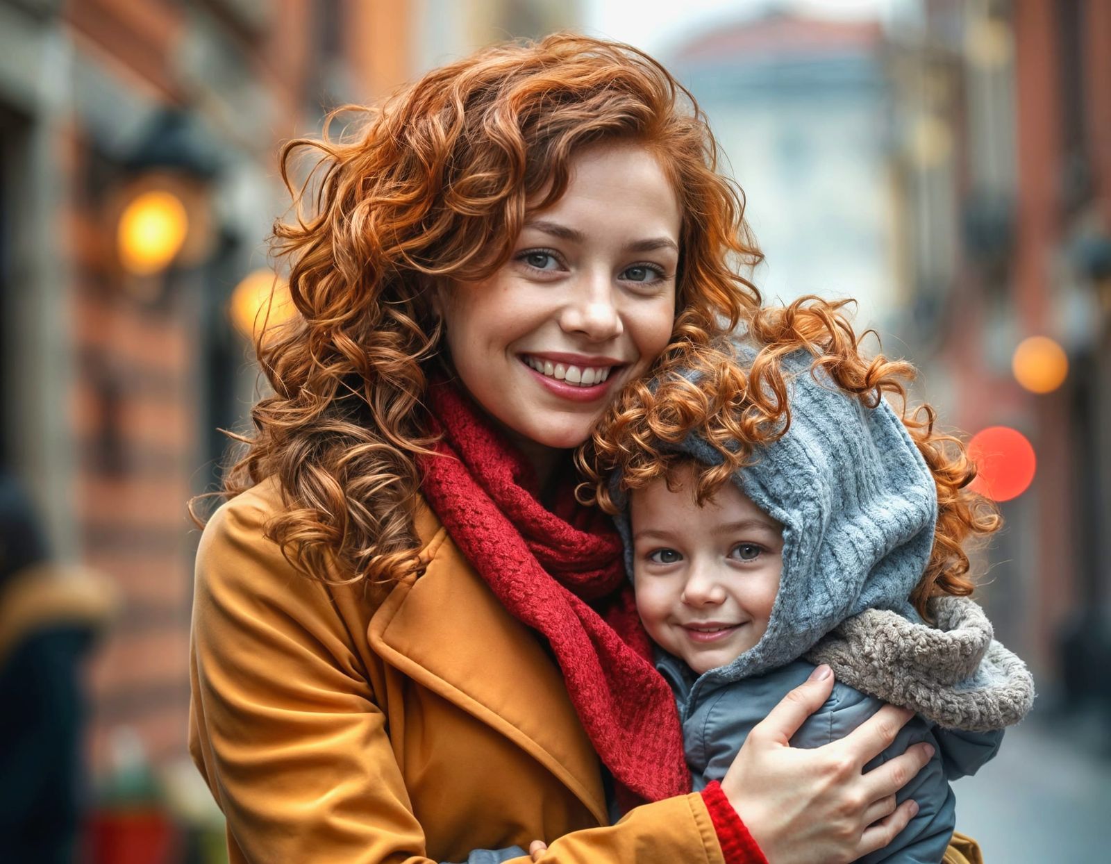 Cozy Mother and Child Share a Warm Embrace