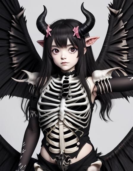 Demon Princess with Skeleton Wings and Horns