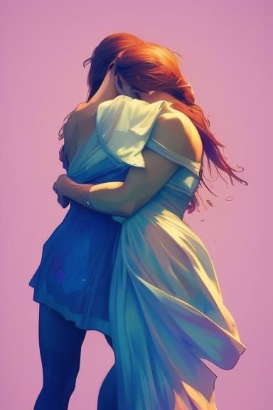 Sisters Portrait in Hyperdetailed Digital Art Style