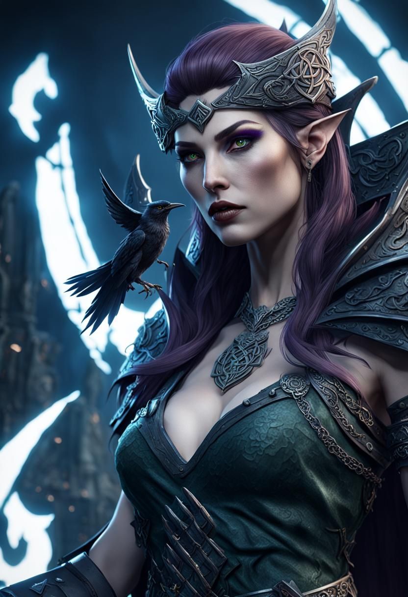 Morrigan in Dark Cloak: Celtic Military Concept