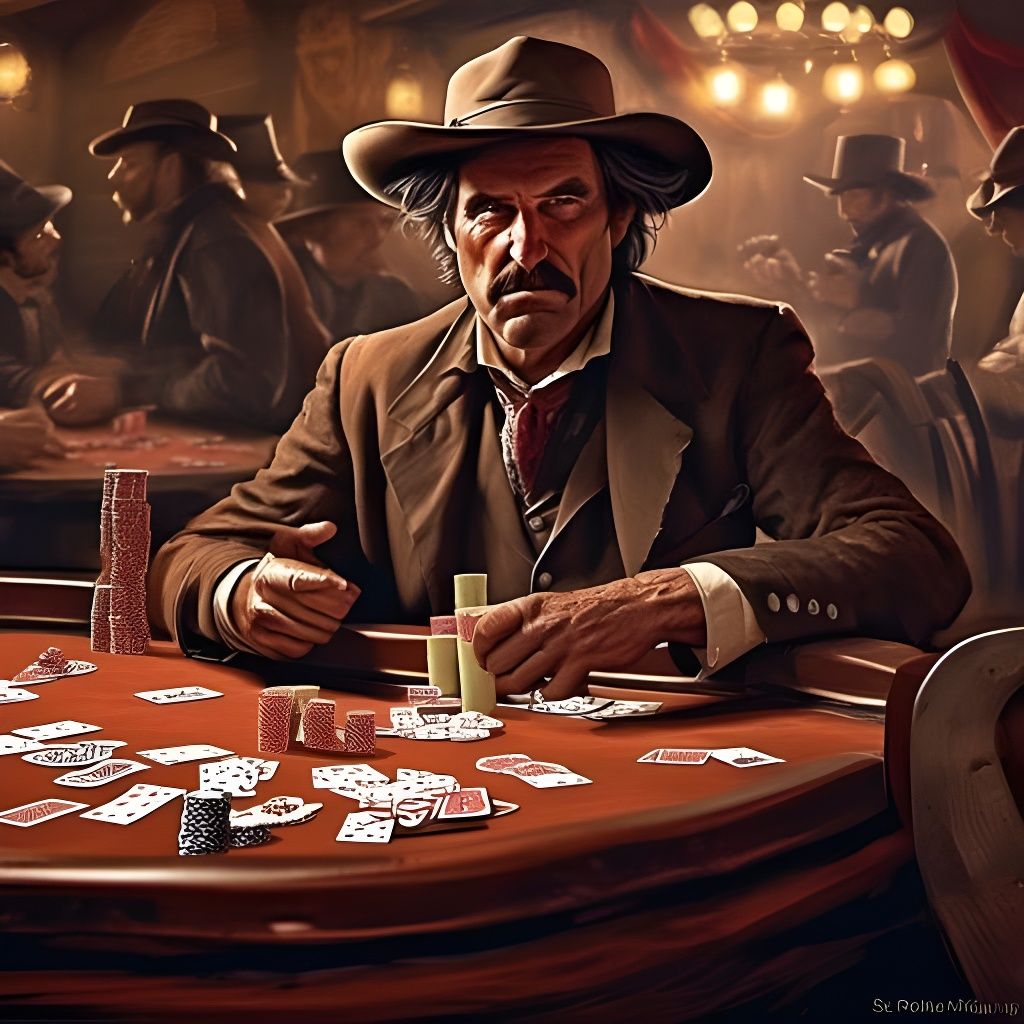 Old West Gamblers in Smoky Saloon Card Game