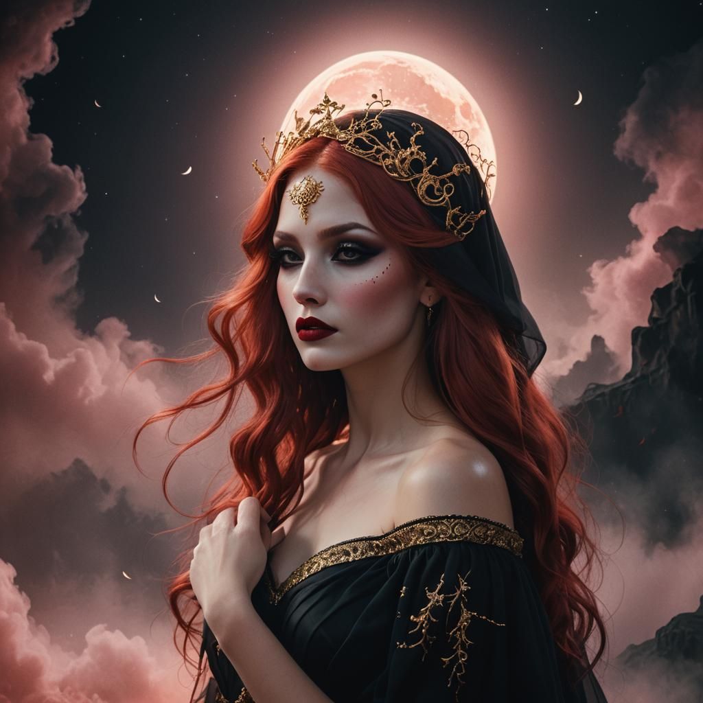 Goddess with Red Hair in Fantasy Art Style