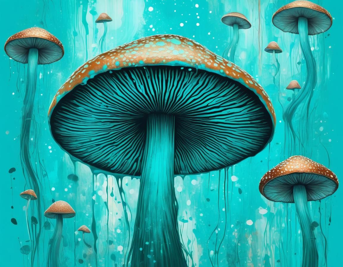 Magical Mushroom Attack: Ethereal Abstract Art