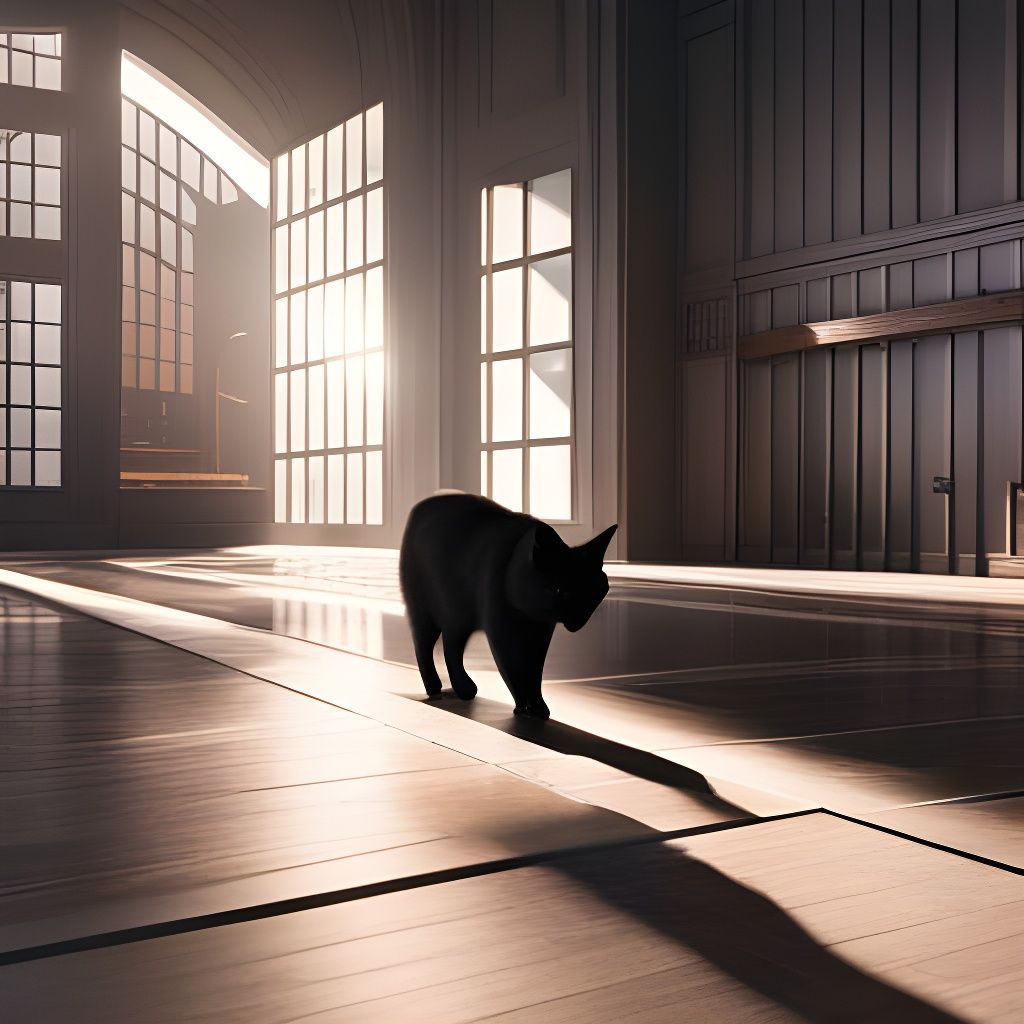 Black Cat Shadow Under Moonlight in 8K