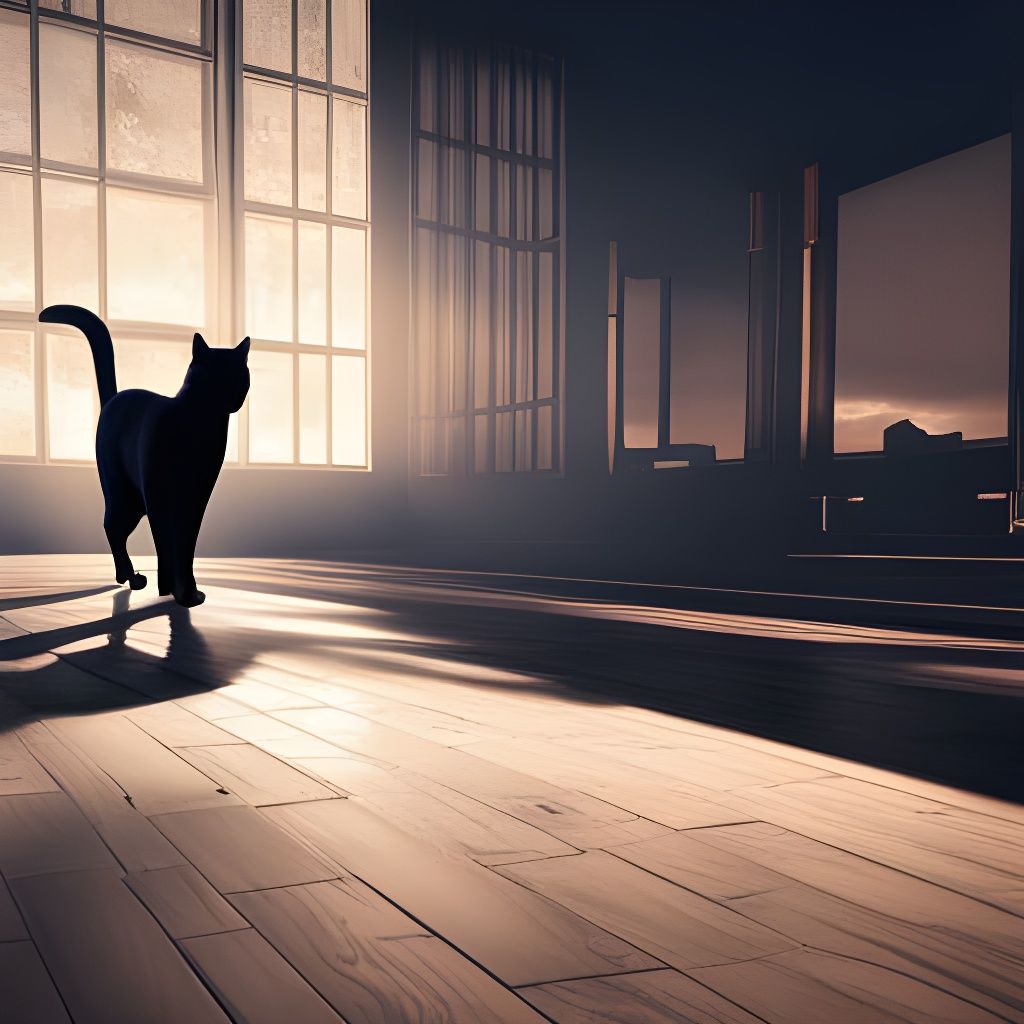 Black Cat Shadow Under Moonlight