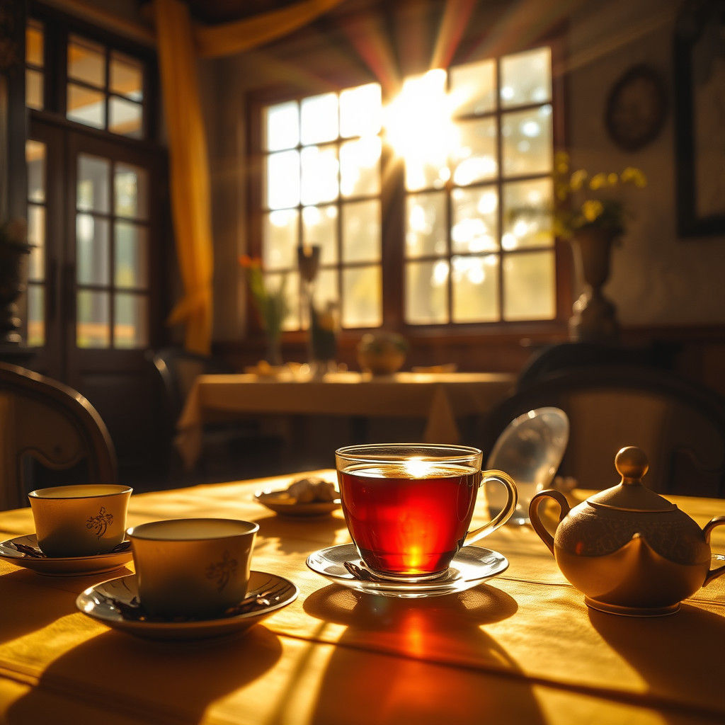 Sun-Drenched Rustic Dining Room with Golden Accents