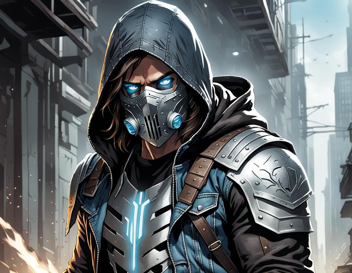 Armored Teen Superhero in Comic Book Style