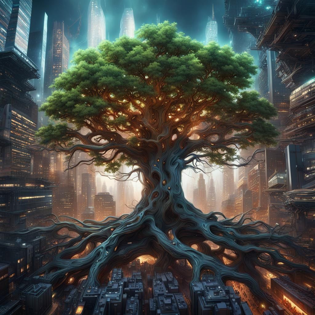 Technological Tree of Innovation as Matte Painting