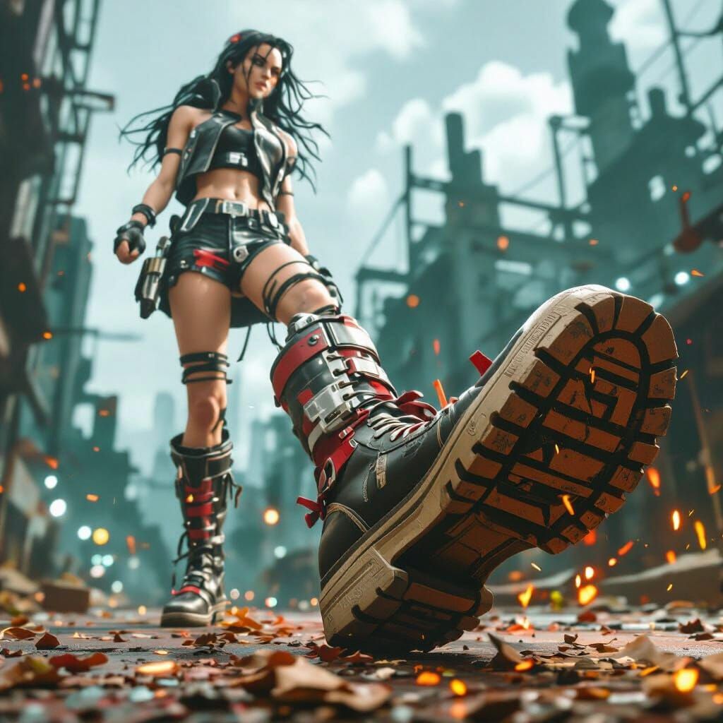 Rhea Ripley: Heroic Cyberpunk Portrait