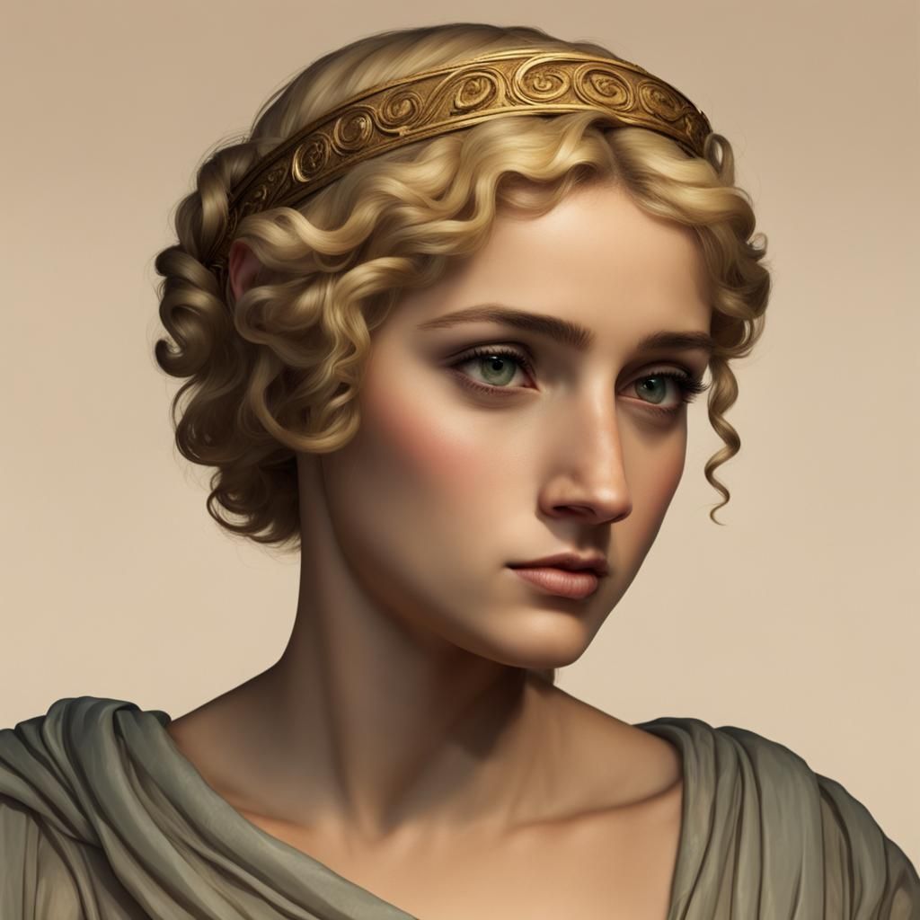 Ancient Greek Lady-in-Waiting with Tears