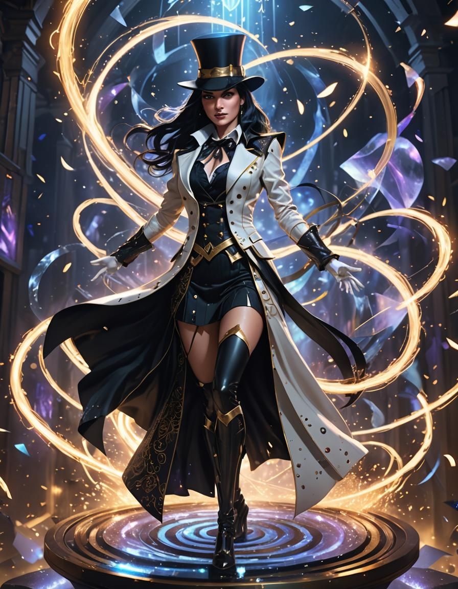Zatanna in Heroic Pose with Magical Energies as Anime Art