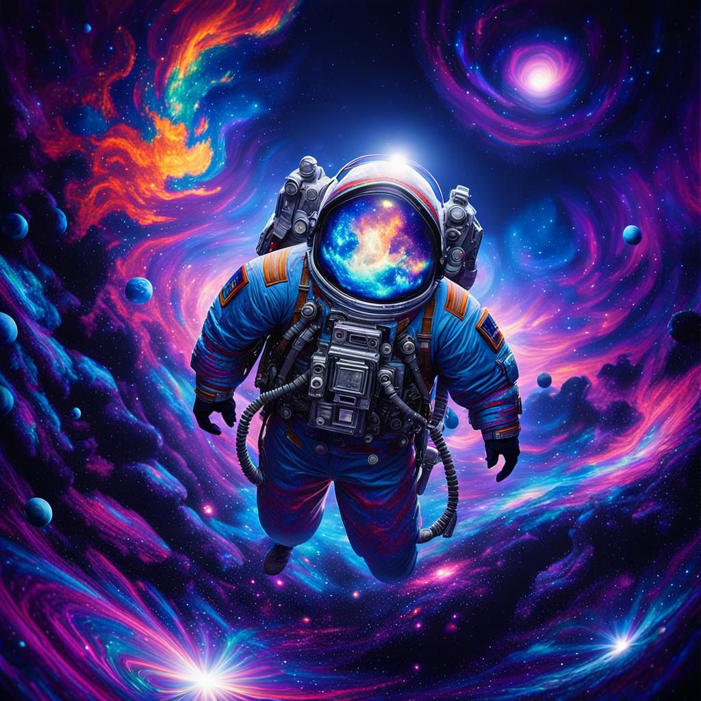 Astronaut Lost in Nebula: Fantasy Concept Art