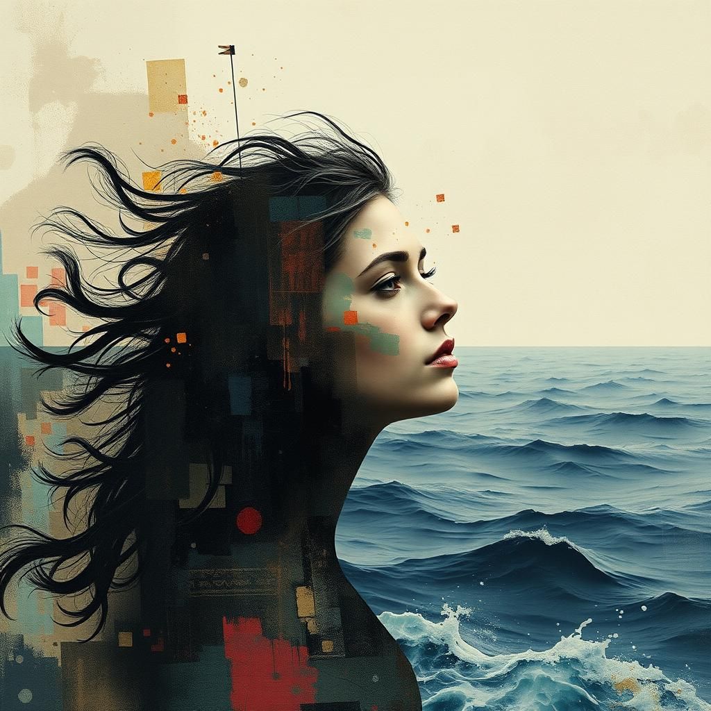 Abstract Expressionism: Mysterious Woman in Mixed Media