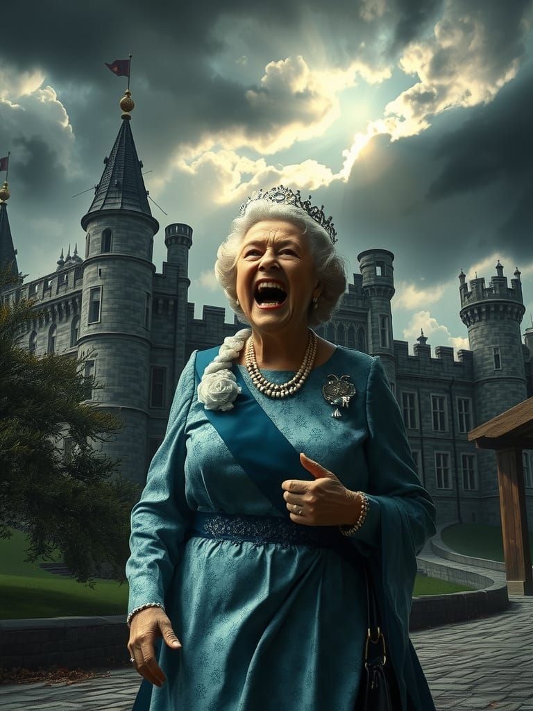 Queen Elizabeth II in a Stormy Outburst at Windsor Castle