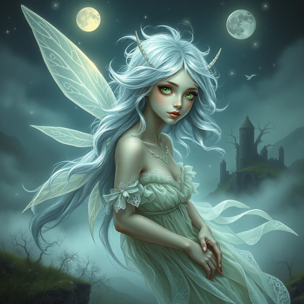 Ethereal Fairy Spirit in a Whimsical, Dreamlike Landscape