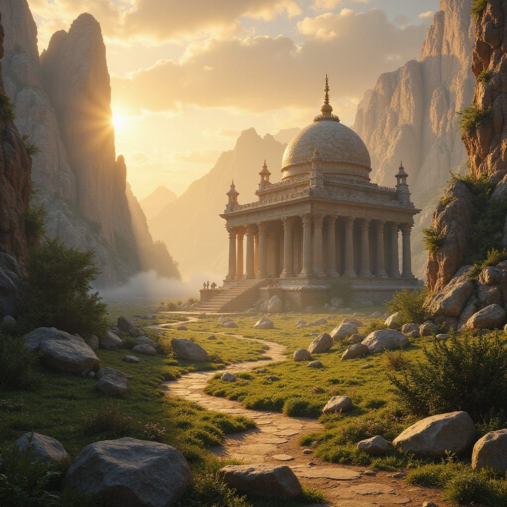 Ancient Alien Temple in Golden Light