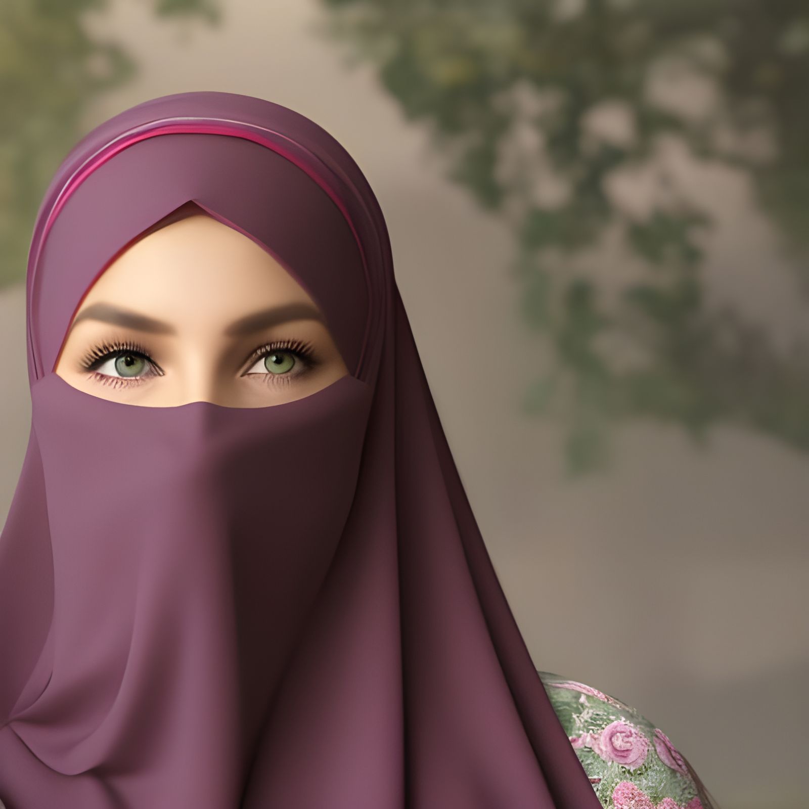 Woman in Pink Hijab in Rose Garden