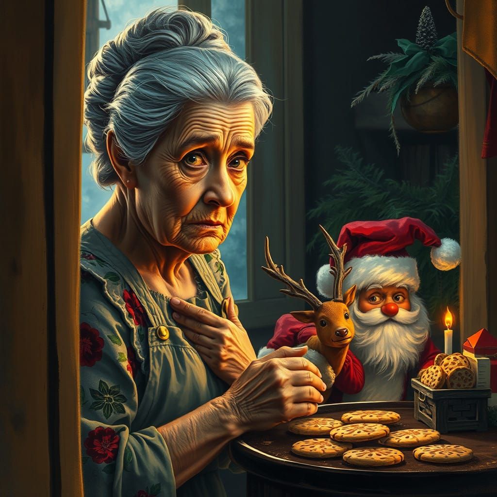 Whimsical Grandma's Christmas Cookie Heist in Moody Kitchen...