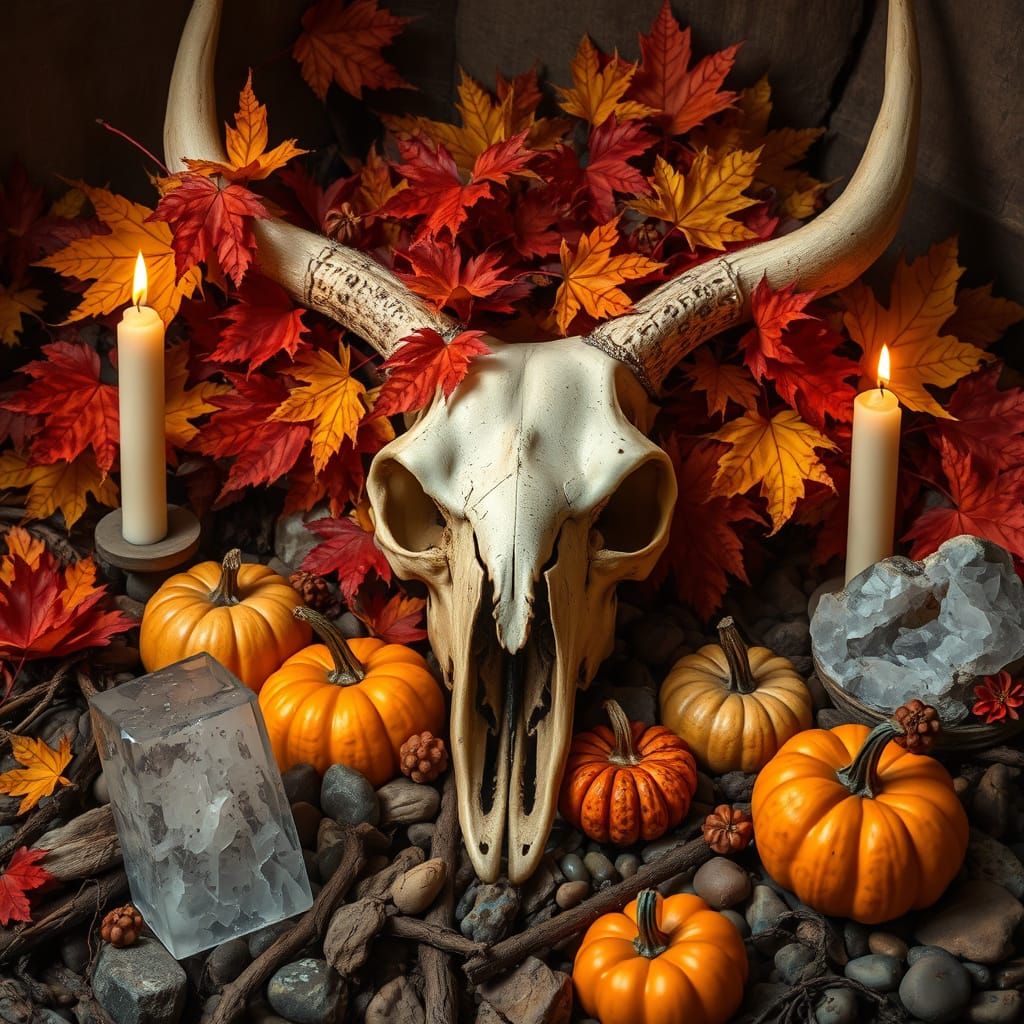 Autumnal Altar Scene in Earthy, Rustic Style