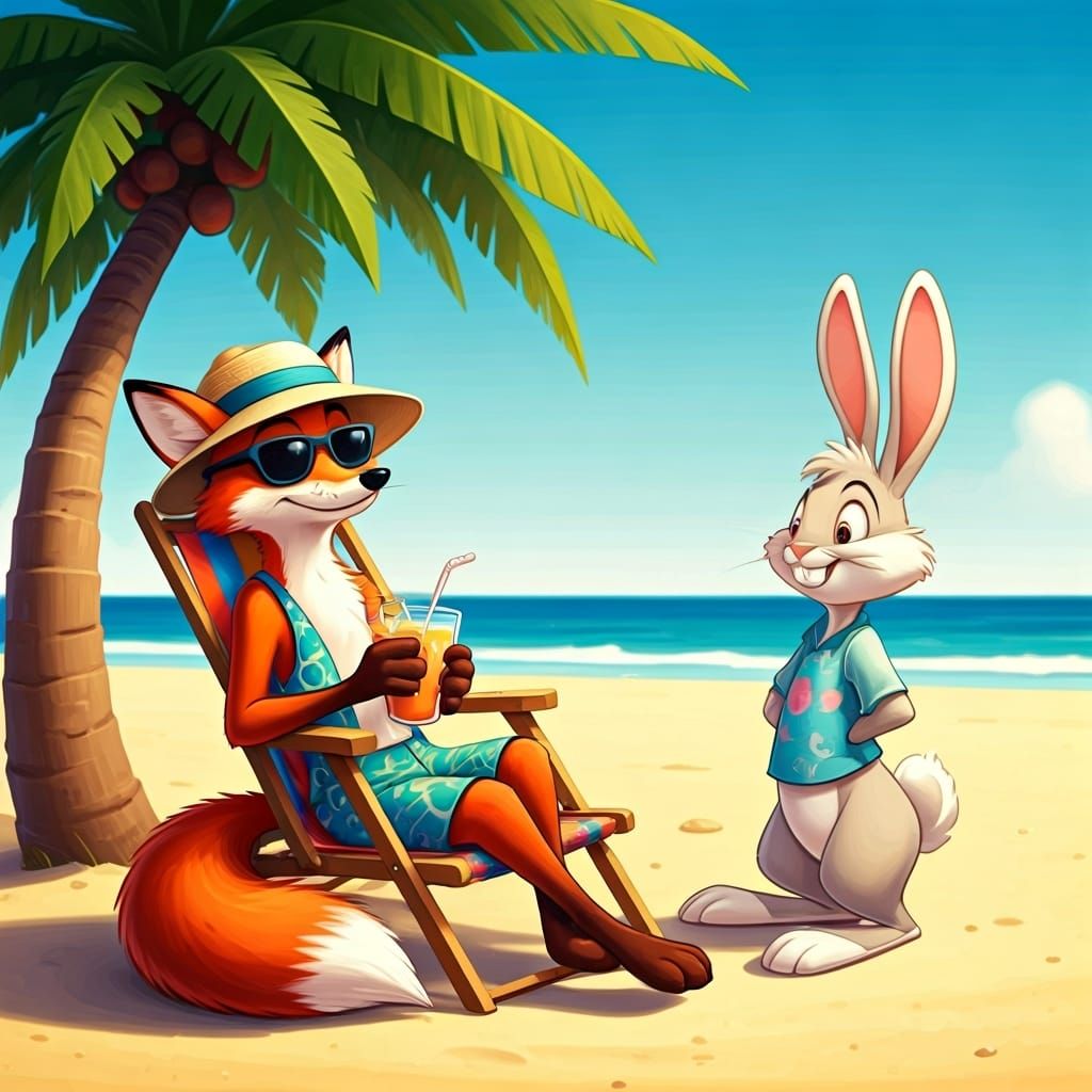 Br'er Fox Relaxing on the Beach