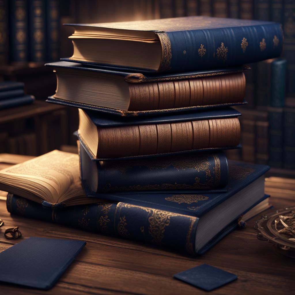 Sparkly Silky Books on a Wooden Table