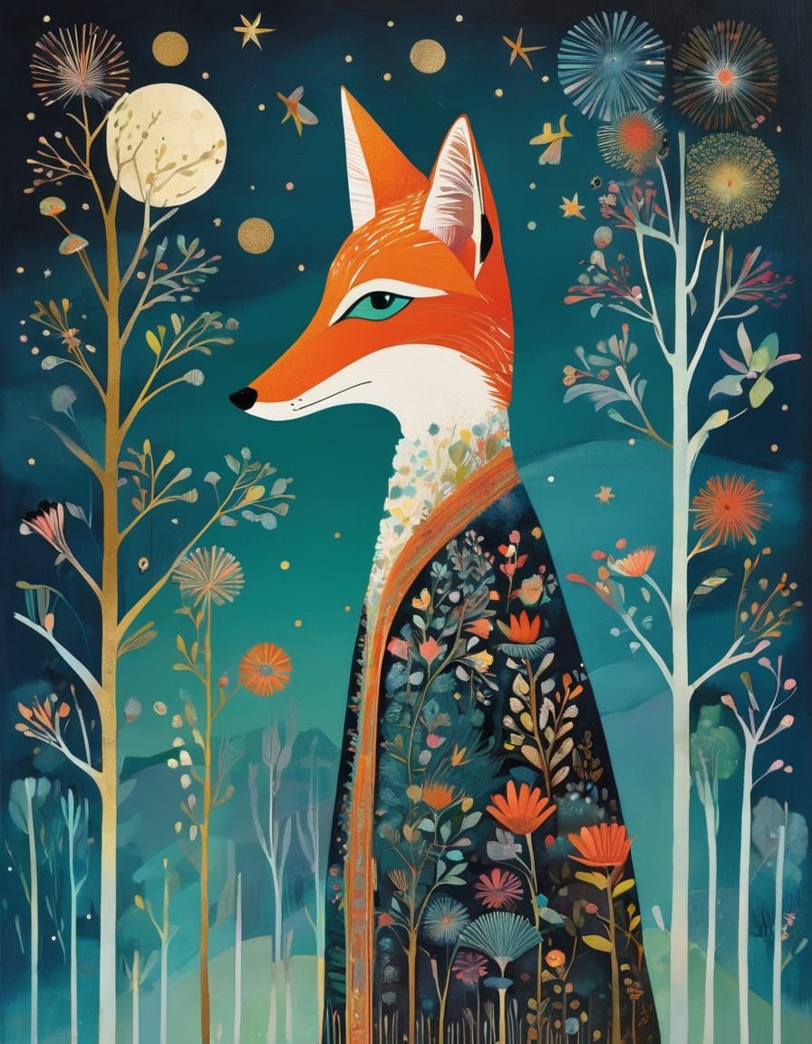 Charming Fox Family Portrait in Pastel Colors