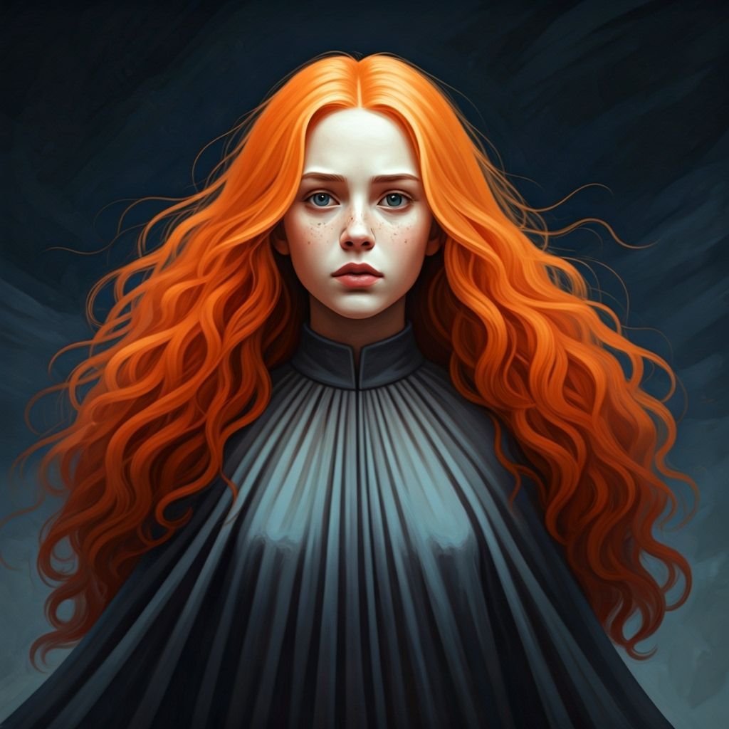 Vibrant Young Woman in Flowing Dress, Emotional Portrait