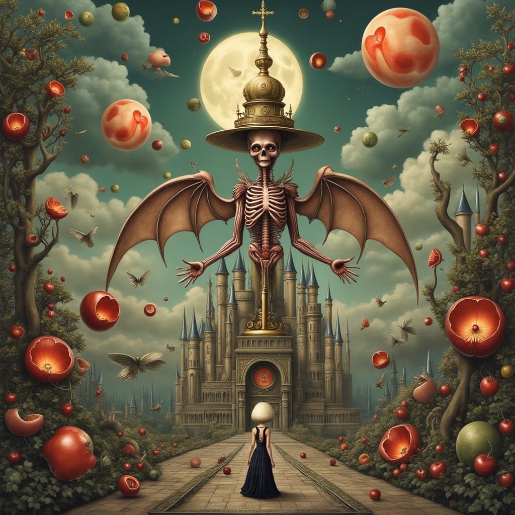 Unsettling Steampunk Dreamscape in Pop Surrealism Style