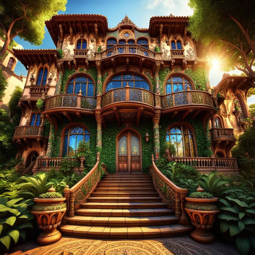 Luxurious House with Grand Staircase in Digital Art